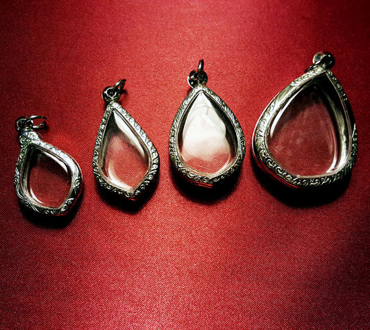 Engraved Stainless Steel Mixed Teardrop Pendants - 4 Empty & Fillable Lockets