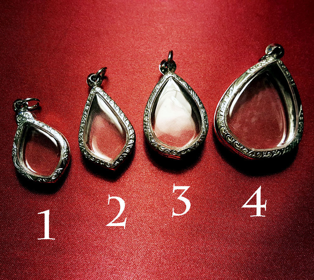 Engraved Stainless Steel Mixed Teardrop Pendants - 4 Empty & Fillable Lockets