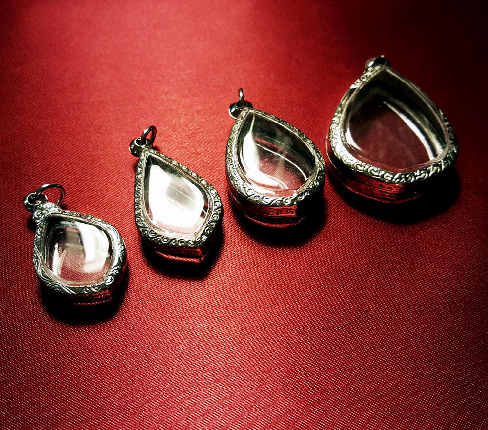 Engraved Stainless Steel Mixed Teardrop Pendants - 4 Empty & Fillable Lockets