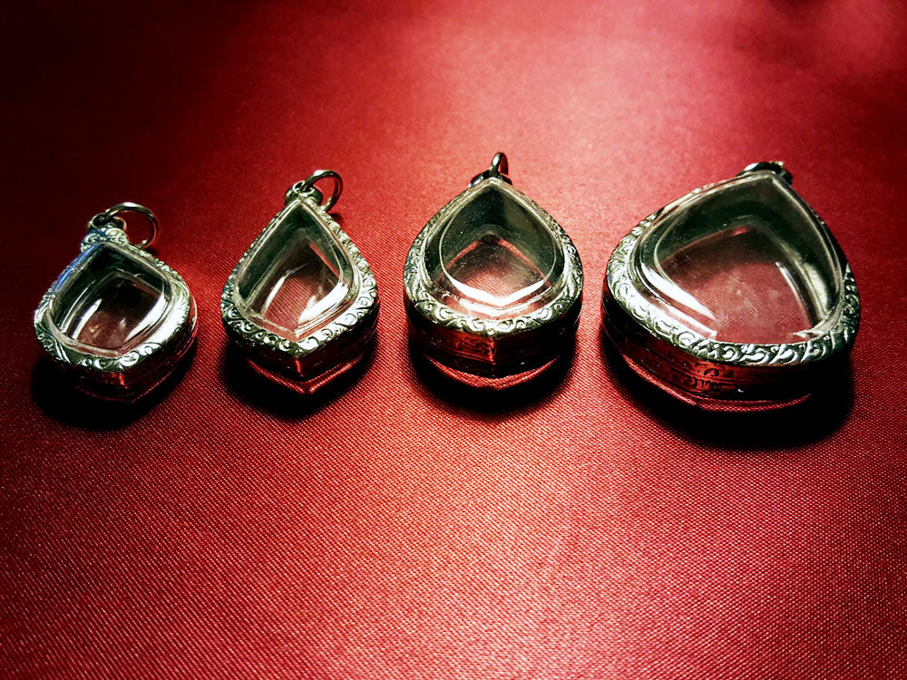 Engraved Stainless Steel Mixed Teardrop Pendants - 4 Empty & Fillable Lockets