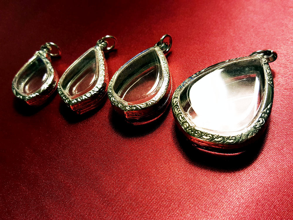 Engraved Stainless Steel Mixed Teardrop Pendants - 4 Empty & Fillable Lockets