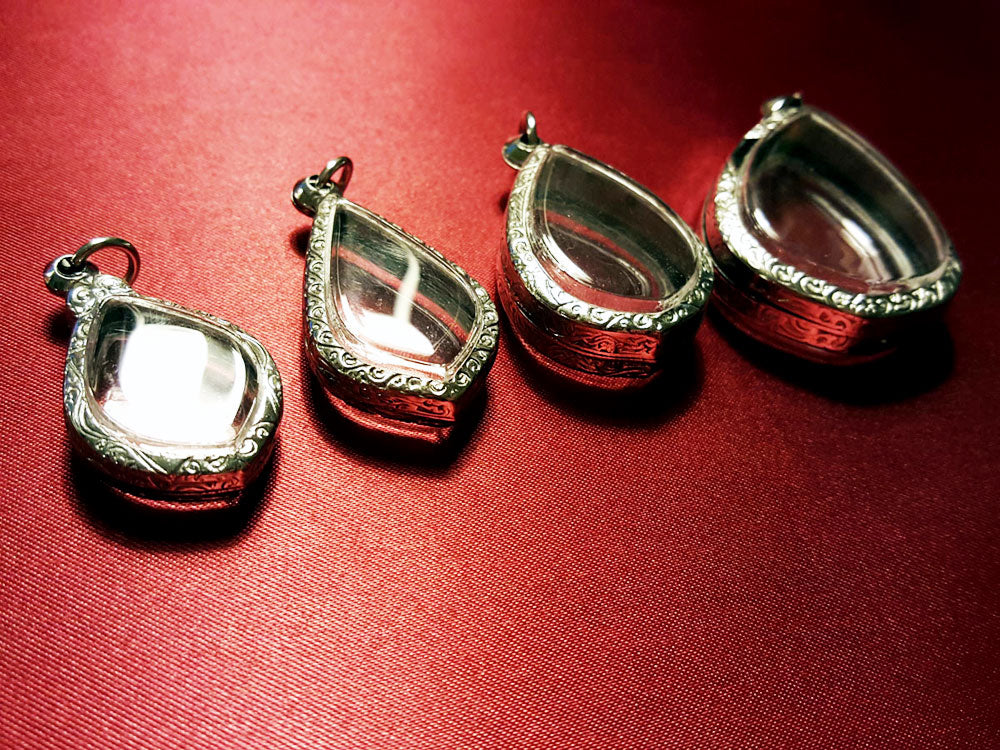 Engraved Stainless Steel Mixed Teardrop Pendants - 4 Empty & Fillable Lockets