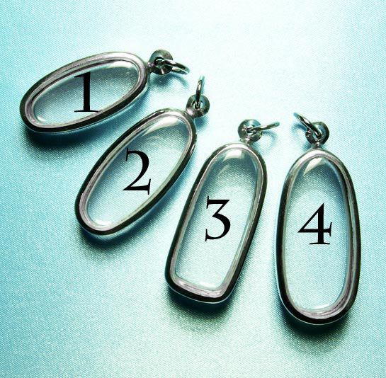 Polished Stainless Steel Slim Oval Pendants - 4 Empty & fillable Lockets