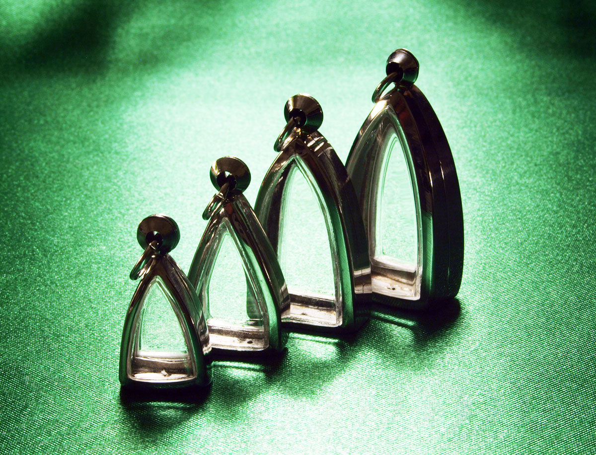 Polished Stainless Steel Arch Pendants - 4 Empty & fillable Lockets