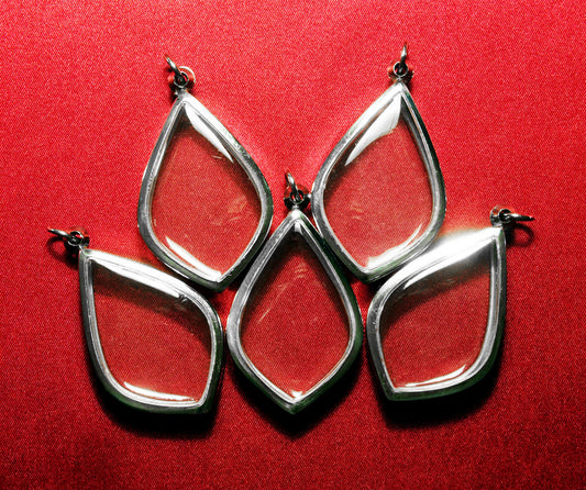 Polished Stainless Steel Teardrop Pendants - 5 Empty & fillable Lockets