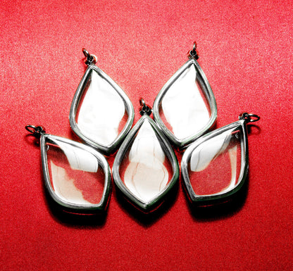 Polished Stainless Steel Teardrop Pendants - 5 Empty & fillable Lockets