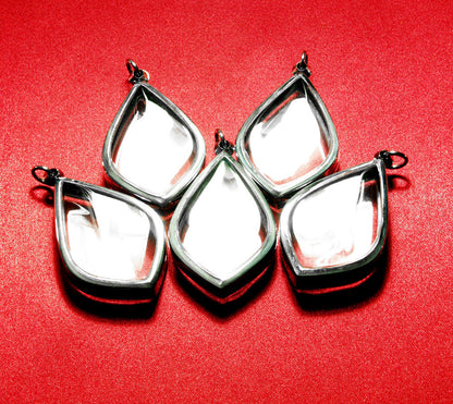 Polished Stainless Steel Teardrop Pendants - 5 Empty & fillable Lockets